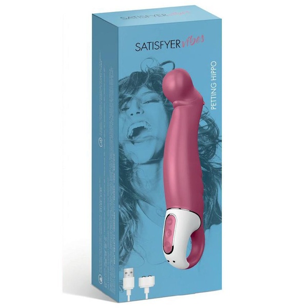 Мощный вибратор Satisfyer Vibes Petting Hippo с гибким стволом, литой силикон, 12 режимов работы Красный SO2202 SO2202 фото