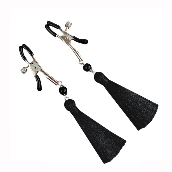 Затискач для сосків Art of Sex - Nipple clamps Black Tassels , SO5856 SO5856 фото