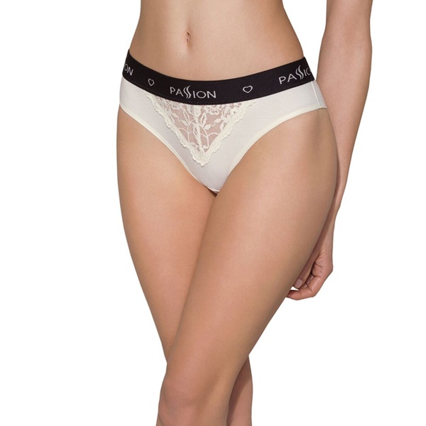 Трусики с широкой резинкой и кружевом Passion PS001 PANTIES S, ecru SO4165