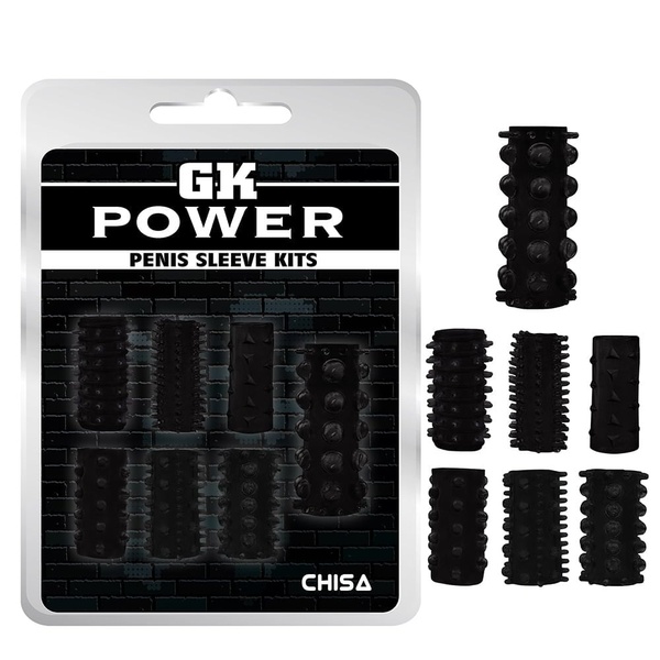 Набор рельефных насадок на член GK Power Chisa черный, 7 шт , 325419 /CN-330325419