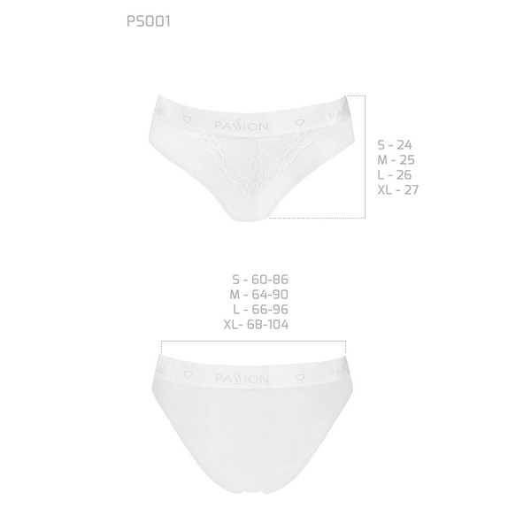 Трусики з широкою гумкою і мереживом Passion PS001 PANTIES L, white , SO4171