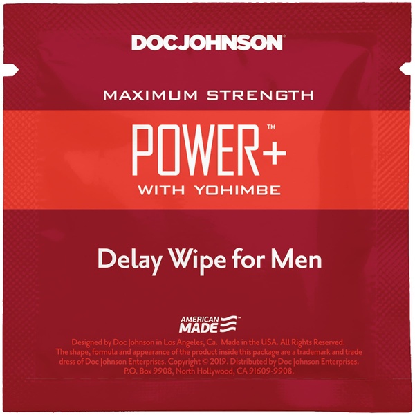 Пролонгирующая салфетка Doc Johnson Power+ Delay Wipe For Men с экстрактом йохимбе SO3488 SO3488 фото