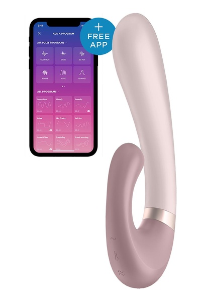 Подвійний смарт вібратор із функцією нагріву Satisfyer Heat Wave Connect App Mauve , T360378