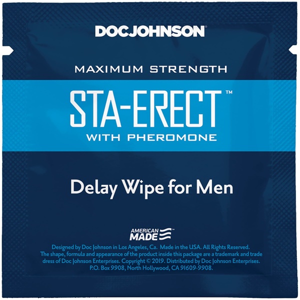 Пролонгирующая салфетка Doc Johnson Sta-Erect Delay Wipe For Men с феромонами SO3489 SO3489 фото