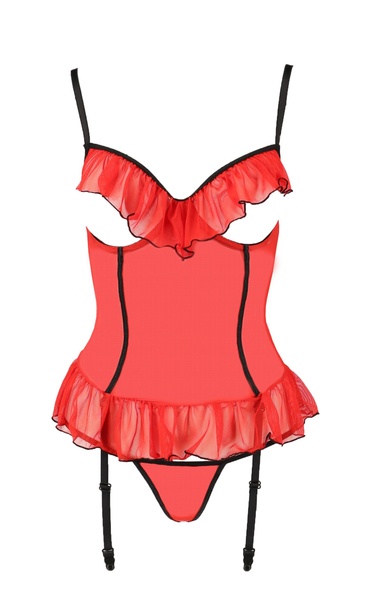 Корсет із відкритими грудьми S/M червоний CHERRY CORSET - Passion, P52701