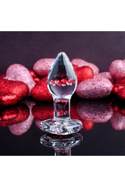 Стеклянная анальная пробка ADAM ET EVE RED HEART GEM GLASS PLUG SMALL , T840731