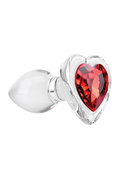 Стеклянная анальная пробка ADAM ET EVE RED HEART GEM GLASS PLUG SMALL , T840731