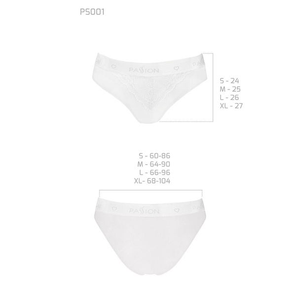 Трусики з широкою гумкою і мереживом Passion PS001 PANTIES S, white , SO4173