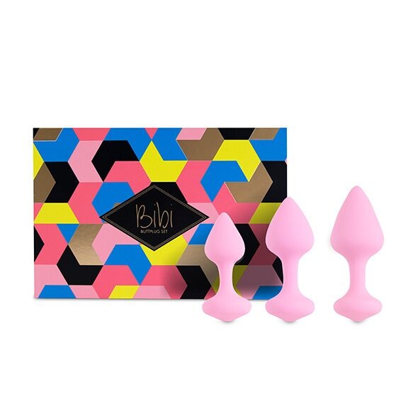 Набор силиконовых анальных пробок FeelzToys - Bibi Butt Plug Set 3 pcs Pink SO4576 SO4576 фото