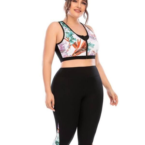 Фітнес костюм plus size з яскравим принтом FS1664 Чорний