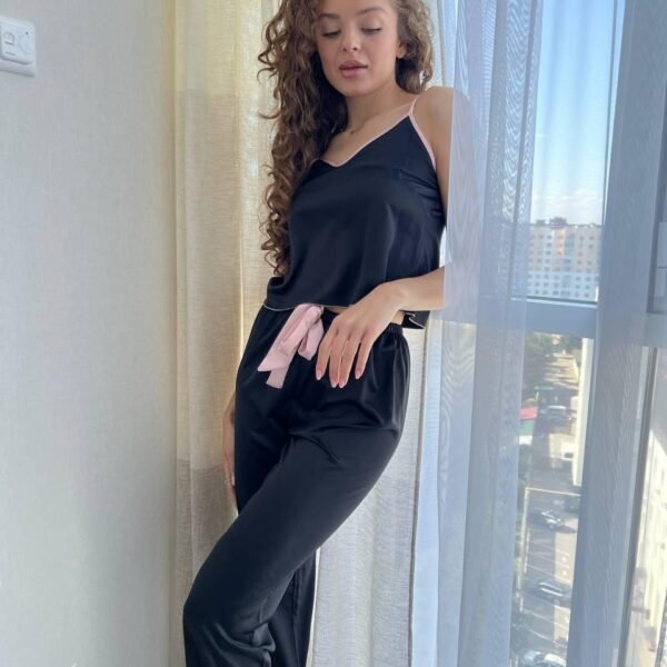 Піжама топ штани DO2515, Чорно-рожевий