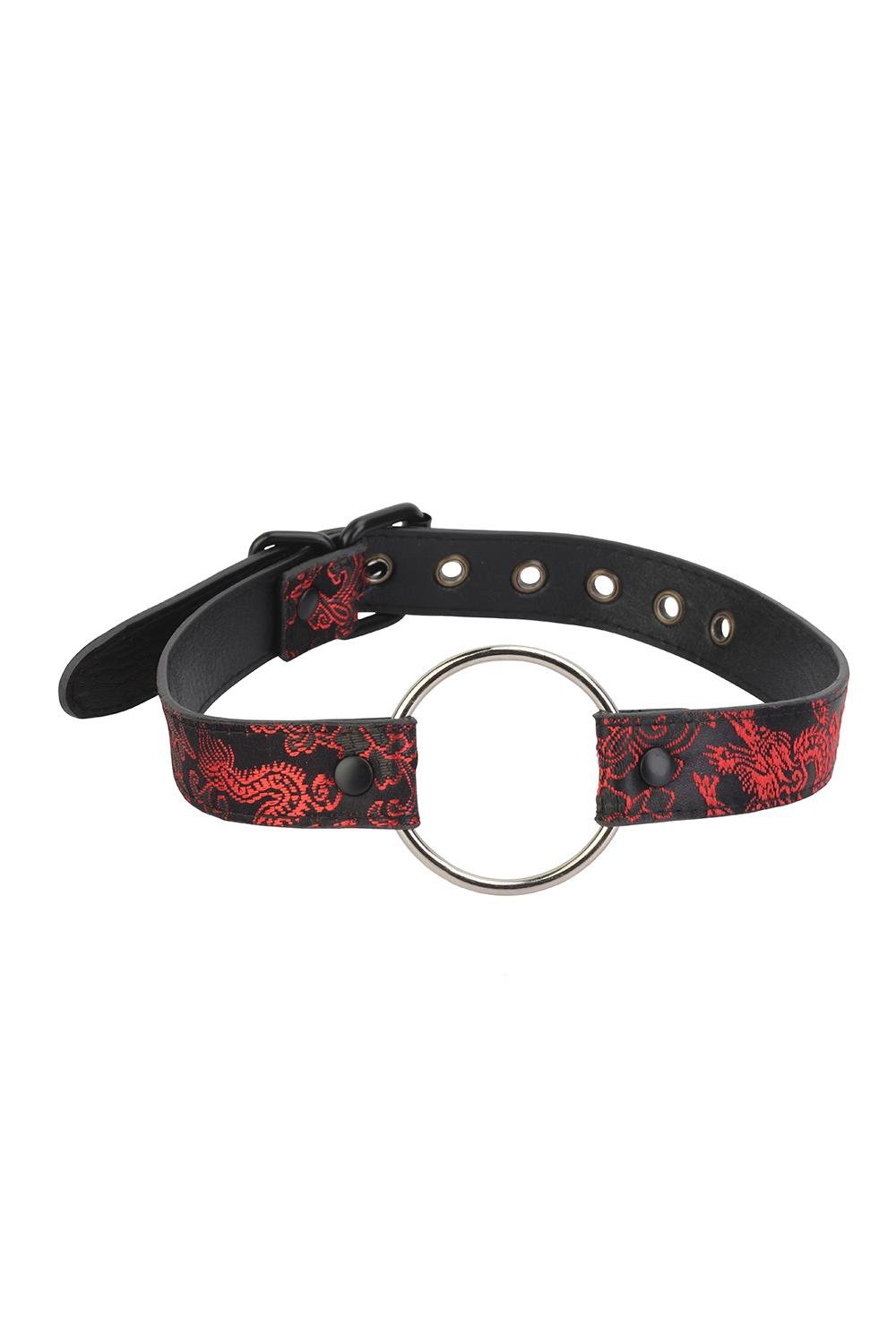 Кляп-кільце Dream Toys Blaze Deluxe з тисненням, чорний-червоний