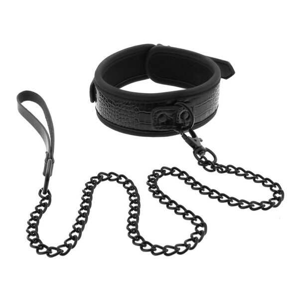 Нашийник з повідцем BLAZE LUXURY COLLAR AND LEASH CROCO BLACK