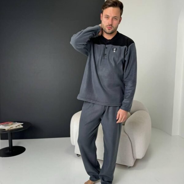 Чоловіча тепла флісова піжама DO7204 Графіт