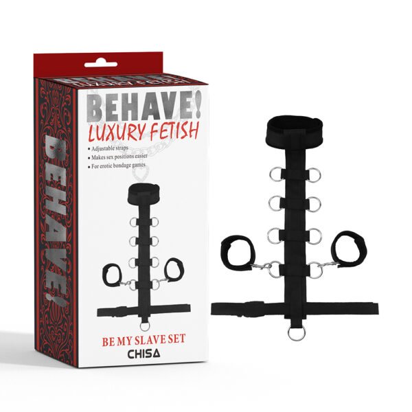 Набір для бондажу Chisa Behave Be My My Slave Set з нашийником і наручниками, чорний