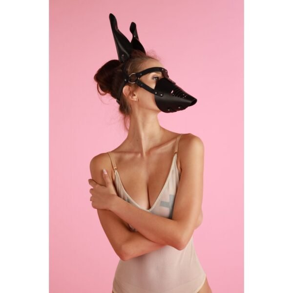 Маска Hand Made Candy Hero Doberman, натуральна шкіра, чорний