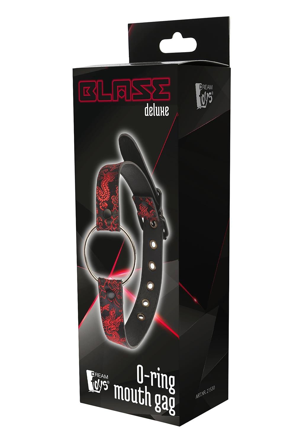 Кляп-кільце Dream Toys Blaze Deluxe з тисненням, чорний-червоний - Зображення 2