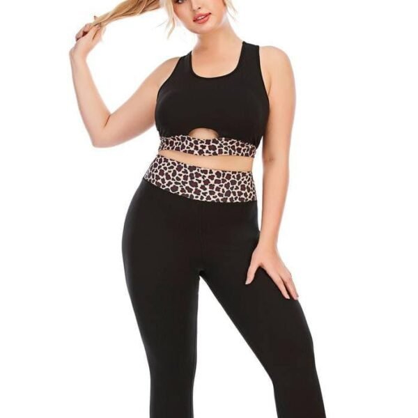 Фітнес костюм з леопардовим принтом FS1667 Чорний