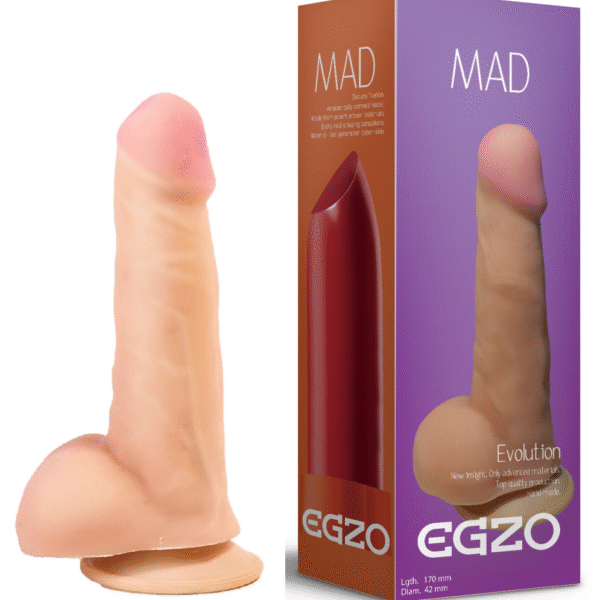 Фалоімітатор реалістичний із мошонкою EGZO MAD Ciberskin Strong Lover на присосці