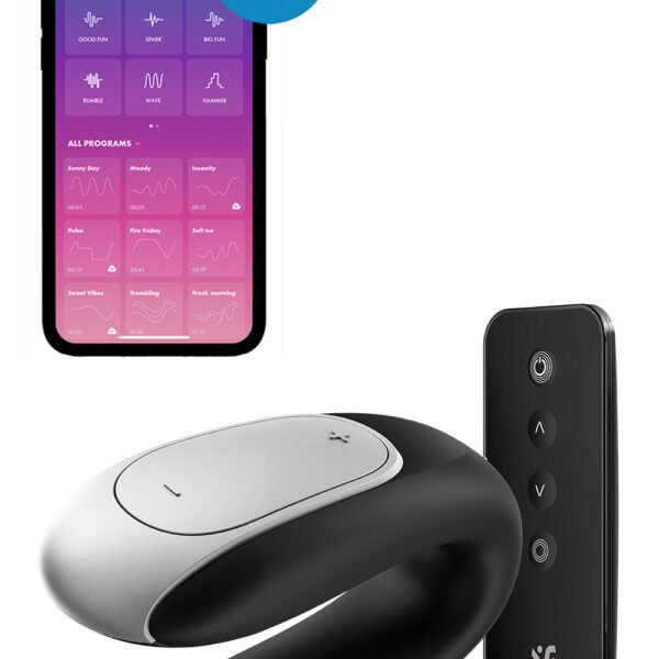 Вібратор для пар з фірмовим пультом керування Satisfyer Double Fun, чорний