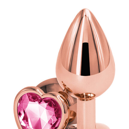Анальна пробка REAR ASSETS ROSE GOLD HEART PINK, m