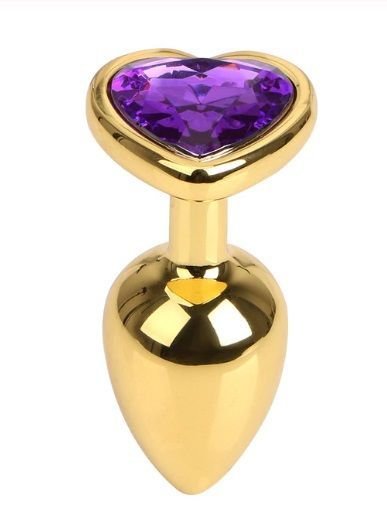 Анальна пробка Gold Metal Heart Dark Violet, m