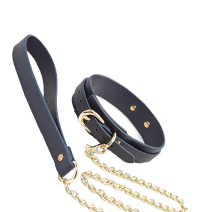 Нашийник з повідцем BONDAGE COUTURE COLLAR AND LEASH BLUE
