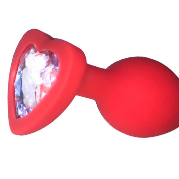 Анальна пробка силікон Червона камень у формі сердця білий Shape M, 8 x 3. 5 см