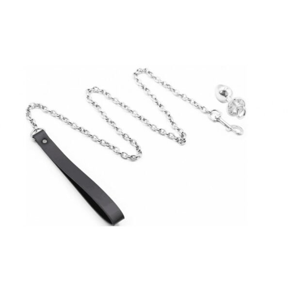 Анальна металева пробка із повідцем DS Fetish