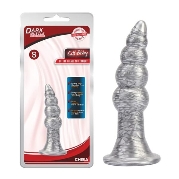 Анальна пробка на присосці Chisa Dark Muscle Colt Bisley срібна, 10. 5 см х 2. 8 см, S