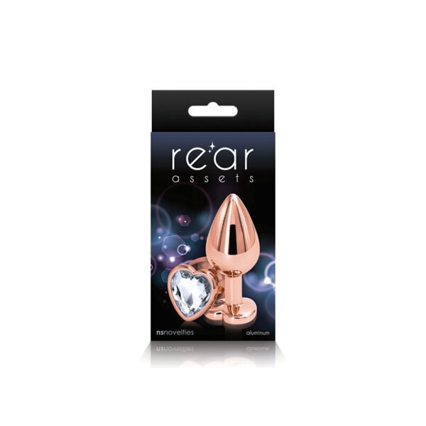 Анальна пробка NS Novelties REAR ASSETS ROSE GOLD HEART MEDIUM CLEAR
