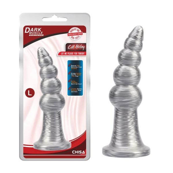 Анальна пробка рельєфна Chisa Dark Muscle 16. 5 х 4. 2 см Silver, розмір L