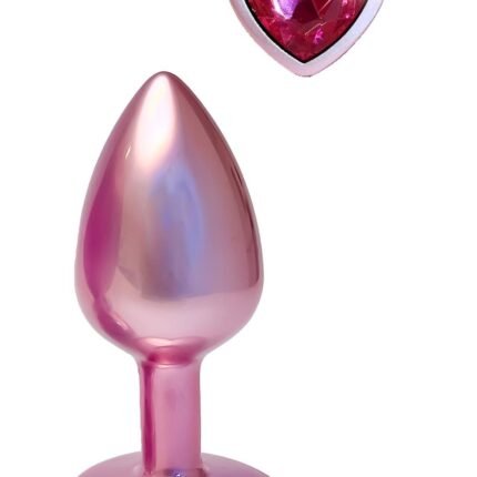 Анальна пробка рожева Dream Toys Gleaming Love з декоративним каменем у вигляді серця, S