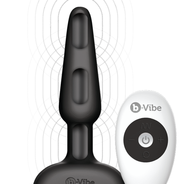Анальна пробка із 3 моторами B-Vibe - Trio Remote Control Butt, чорна