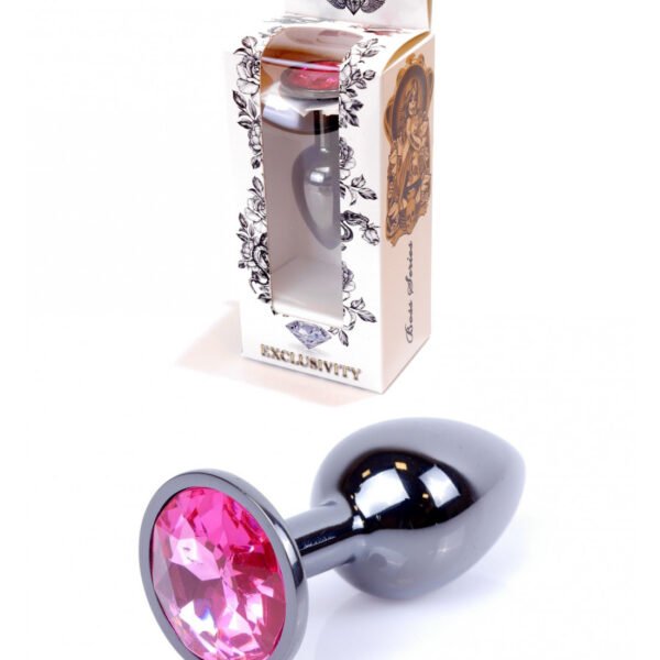 Анальна пробка з каменем Plug-Jewellery Dark Silver PLUG-Pink розмір S