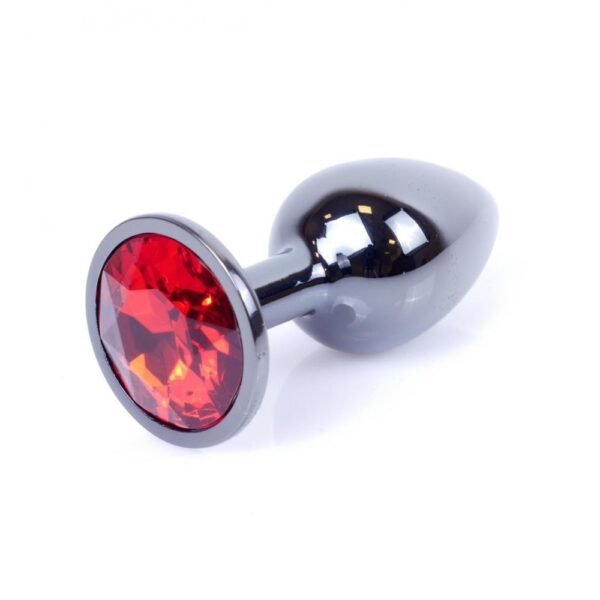 Анальна пробка з каменем Plug-Jewellery Dark Silver PLUG- Red розмір S