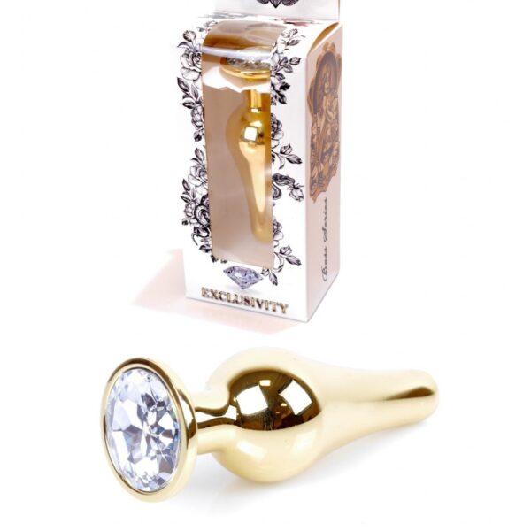 Анальний плаг з каменем Plug-Jewellery Gold BUTT PLUG- Clear