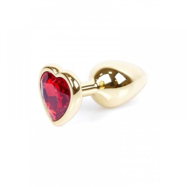 Анальна пробка з каменем Plug-Jewellery Gold Heart PLUG- Red розмір S