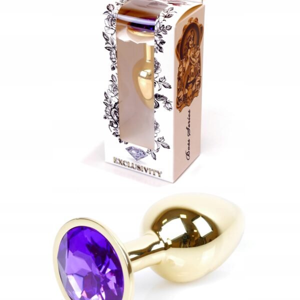 Анальна пробка з каменем Plug-Jewellery Gold PLUG-Purple розмір S
