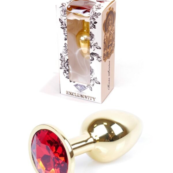 Анальна пробка з каменем Plug-Jewellery Gold PLUG- Red розмір S