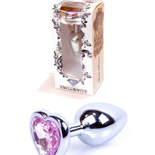 Анальний корок з каменем Plug-Jewellery Silver Heart PLUG- Rose