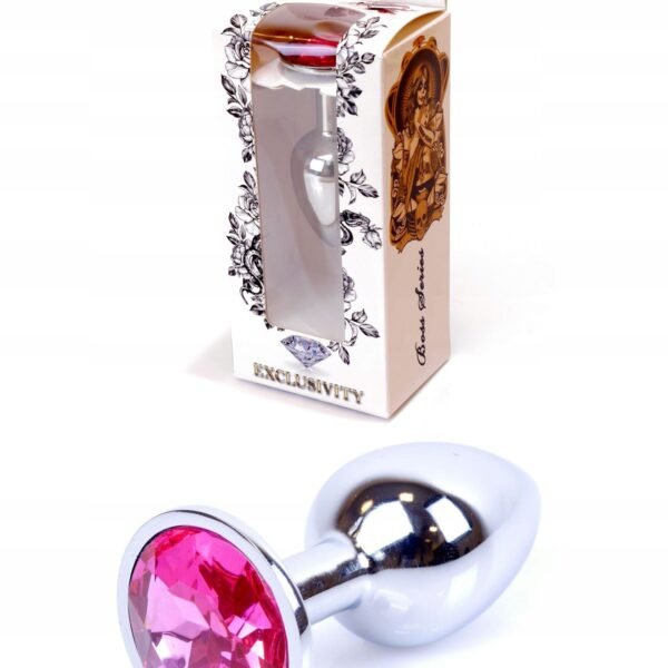 Анальна пробка з каменем Plug-Jewellery Silver PLUG-Pink розмір S