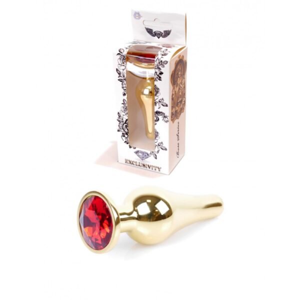 Анальний корок з червоним каменем Plug-Jewellery Gold BUTT PLUG- Red