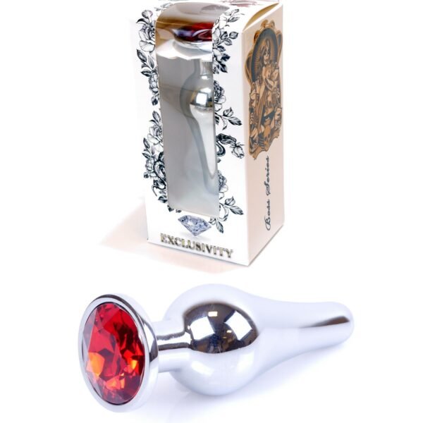Анальна пробка із червоним кристалом Plug-Jewellery Silver BUTT PLUG- Red