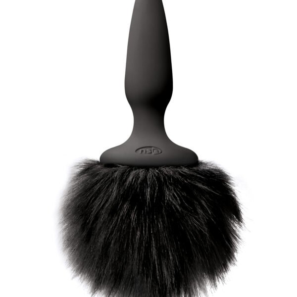 Анальна пробка з м'яким пухнастим хвостом кролика BUNNY TAILS MINI BLACK BLACK FUR