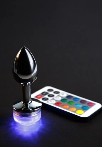 Анальна пробка з підсвічуванням, S, пульті керування, розмір, 9 см х 2. 6 см