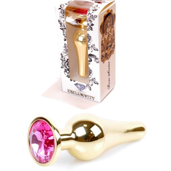 Анальна пробка з рожевим каменем Plug-Jewellery Gold BUTT PLUG-Pink