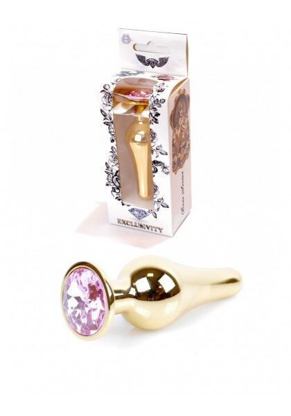 Анальна пробка з рожевим каменем Plug-Jewellery Gold BUTT PLUG-Rose