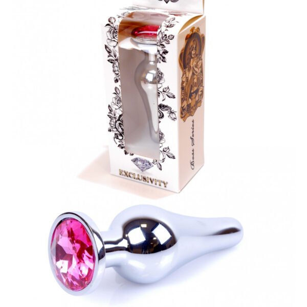 Анальна пробка з рожевим кристалом Plug-Jewellery Silver BUTT PLUG-Pink