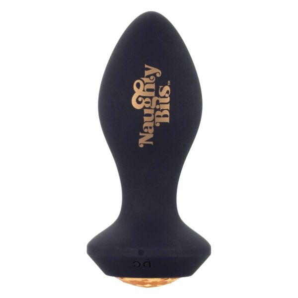 Анальна пробка з вібрацією Naughty Bits CalExotics, із кристалом, силіконова, чорна, 10.7 х 3.2